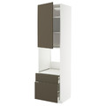 METOD / MAXIMERA Hi cab f ov w dr/2 frnt/1 m/1 h drw, white/Havstorp brown-beige, 60x60x220 cm