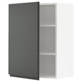 METOD Wall cabinet with shelves, white/Voxtorp dark grey, 60x80 cm