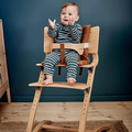 LEANDER CLASSIC™ High chair, white + safety bar, tray, Dark Blue pillow - SET