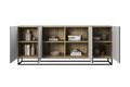 Four-Door Cabinet Asha 200 cm, metal legs, artisan/rivier stone mat