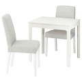 EKEDALEN / BERGMUND Table and 2 chairs, white/Ramna light grey white, 80/120 cm