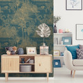 GoodHome Vinyl Wallpaper on Fleece Augie, blue