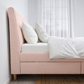 IDANÄS Upholstered storage bed, Gunnared pale pink, 160x200 cm