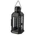 ENRUM Lantern for tealight, in/outdoor, black, 22 cm