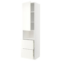METOD / MAXIMERA Hi cab f micro w door/2 drawers, white/Vallstena white, 60x60x240 cm