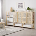 IVAR Shelving unit with doors, pine, 259x30x124 cm