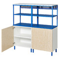 PLATSA Open storage combination w 2 doors, white Kalbåden/blue, 120x42x133 cm