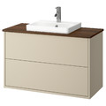 HAVBÄCK / ORRSJÖN Wash-stnd w drawers/wash-basin/tap, beige/brown walnut effect, 102x49x71 cm