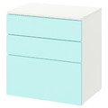 SMÅSTAD / PLATSA Chest of 3 drawers, white/pale turquoise, 60x42x63 cm