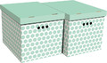 Decorative Storage Box XL, green dots, 2-pack