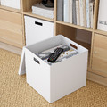 TJENA Storage box with lid, white, 32x35x32 cm