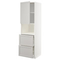 METOD / MAXIMERA Hi cab f micro w door/2 drawers, white/Lerhyttan light grey, 60x60x200 cm