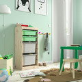 TROFAST Storage combination with boxes, light white stained pine/light green grey, 44x30x91 cm