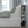 BRIMNES Bed frame w storage and headboard, white/Lindbåden, 140x200 cm