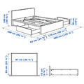 MALM Bed frame, high, w 4 storage boxes, white stained oak veneer, Luröy, 160x200 cm