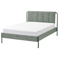 TÄLLÅSEN Upholstered bed frame, Kulsta grey-green/Lönset, 140x200 cm