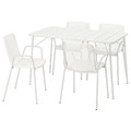 TORPARÖ Table+4 chairs w armrests, outdoor, foldable white/white, 130x74 cm