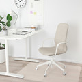 LÅNGFJÄLL Office chair with armrests, Gunnared beige/white, 68x68 cm