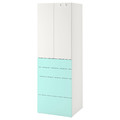 SMÅSTAD / PLATSA Wardrobe, white pale turquoise/with 4 drawers, 60x57x181 cm