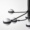 STORSLINGA LED chandelier, 8-armed, black/white, 70x29 cm