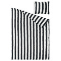 SLÅNHÖSTMAL Duvet cover and pillowcase, black/white/striped, 150x200/50x60 cm