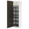 METOD High cabinet with pull-out larder, white/Havstorp brown-beige, 60x60x220 cm