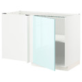 METOD Corner base cabinet with shelf, white Järsta/high-gloss light turquoise, 128x68 cm