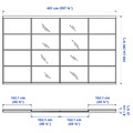 SKYTTA / MEHAMN/AULI Sliding door combination, aluminium/white stained oak effect mirror glass, 401x240 cm