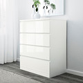 MALM Chest of 4 drawers, high-gloss white, 80x100 cm