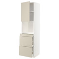 METOD / MAXIMERA Hi cab f micro combi w door/3 drwrs, white/Havstorp beige, 60x60x220 cm