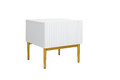 Nightstand Bedside Table Nicole Set of 2, gold legs, matt white