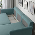 BRISSUND 3-seat sofa-bed with chaise longue, Hakebo light turquoise
