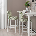 BERGMUND Bar stool with backrest, white, Fågelfors multicolour, 75 cm