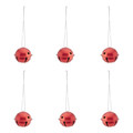 Christmas Hanging Decoration Jingle Bell 40mm 6pcs, metal, red