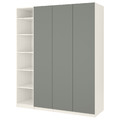 PAX Wardrobe, white, Reinsvoll grey-green, 200x60x236 cm