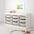 TROFAST Storage combination with boxes, white, white, 99x44x56 cm