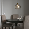 JAKOBSBYN / JÄLLBY Pendant lamp, smoked glass, brass-plated