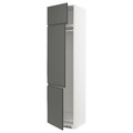 METOD High cab f fridge/freezer w 3 doors, white/Voxtorp dark grey, 60x60x240 cm