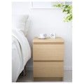 MALM Bedroom furniture, set of 4, white stained oak veneer, 140x200 cm