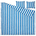 SLÅNHÖSTMAL Duvet cover and 2 pillowcases, blue/white/striped, 200x200/50x60 cm