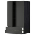 METOD / MAXIMERA Wall cabinet w 2 doors/2 drawers, black/Nickebo matt anthracite, 60x100 cm