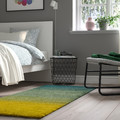 HOTELLRUM Rug, high pile, blue/green yellow, 80x200 cm