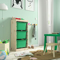 TROFAST Storage combination with boxes, light white stained pine/bright green, 44x30x91 cm