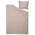 LUKTJASMIN Duvet cover and pillowcase, grey-beige, 150x200/50x60 cm