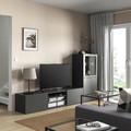 BESTÅ TV storage combination/glass doors, dark grey Sindvik/Lappviken dark grey, 240x42x129 cm