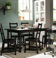 NORDVIKEN / NORDVIKEN Table and 4 chairs, black, black, 152/223x95 cm