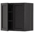 METOD Wall cabinet with shelves/2 doors, black/Lerhyttan black stained, 60x60 cm