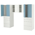 SMÅSTAD / PLATSA Storage combination, white/blue, 240x57x181 cm