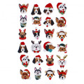 Christmas Decorative Stickers Dogs with Santa Hats 24pcs