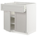 METOD / MAXIMERA Base cabinet with drawer/2 doors, white/Lerhyttan light grey, 80x60 cm